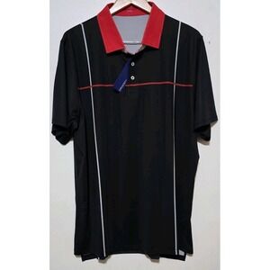 NWT Draddy Sport Men Feliz Short Sleeve Polo Black Red Golf XL Performance